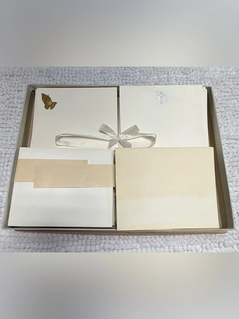 Vintage 1950s Bible Lovers Hands In Prayer Stationery Ensemble Warner Press